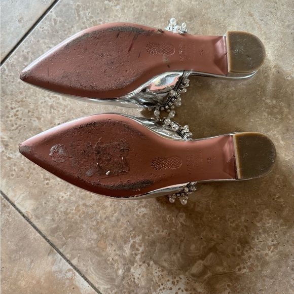 Metallic Silver Aquazzura Flats size 38 - Picture 3 of 6
